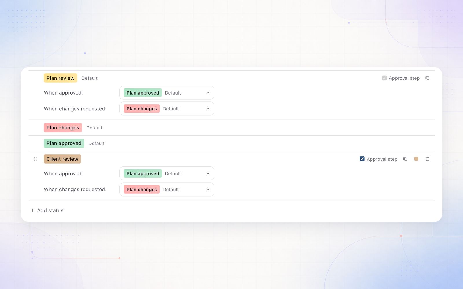 Approval steps and review routing