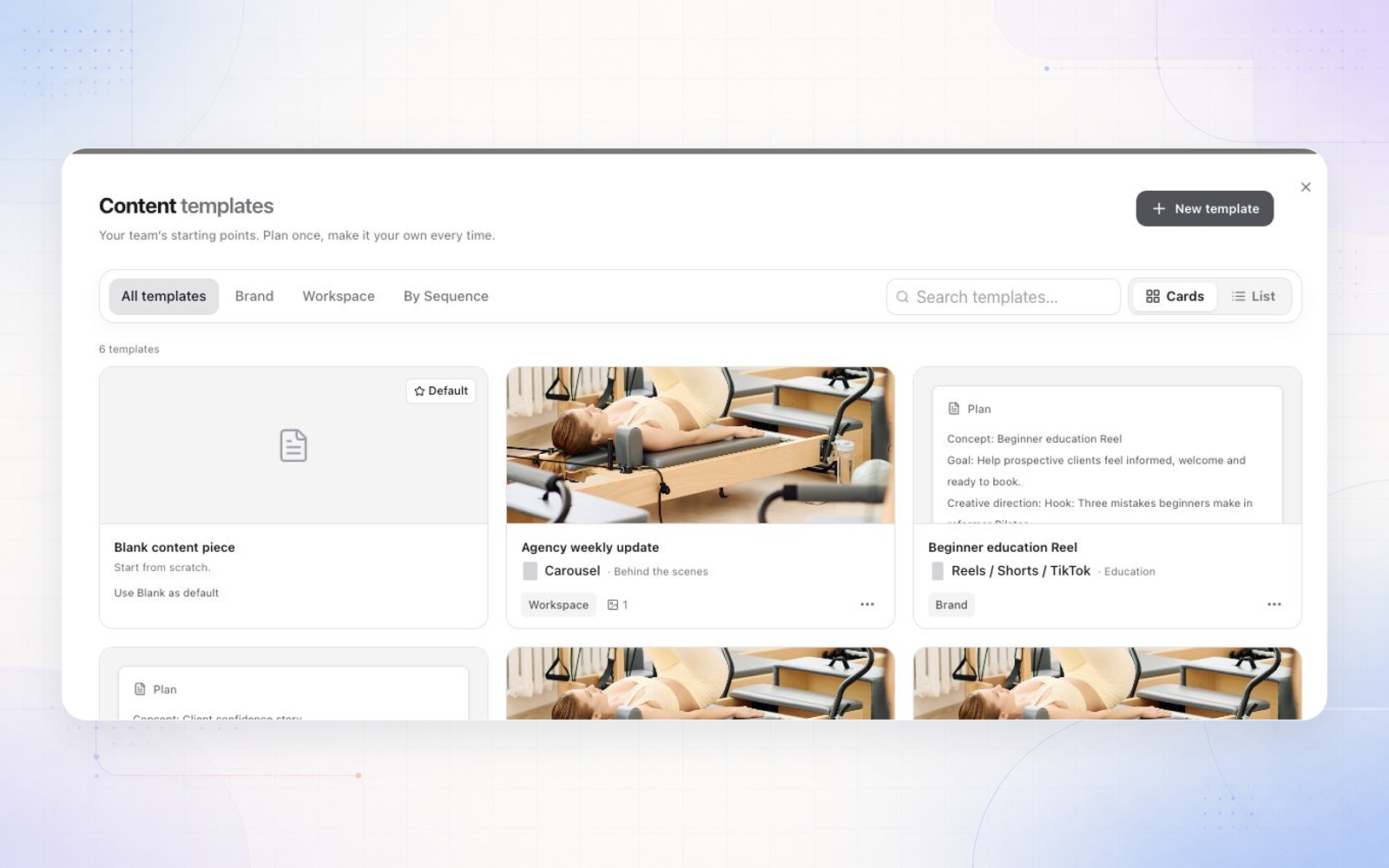 Reusable templates for whole content pieces