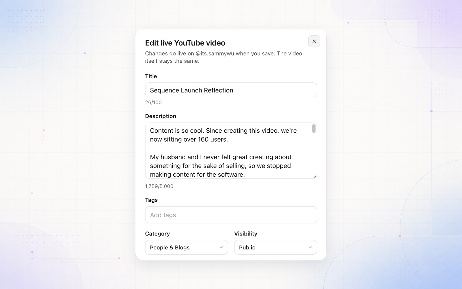 Edit live posts on YouTube, Facebook and LinkedIn