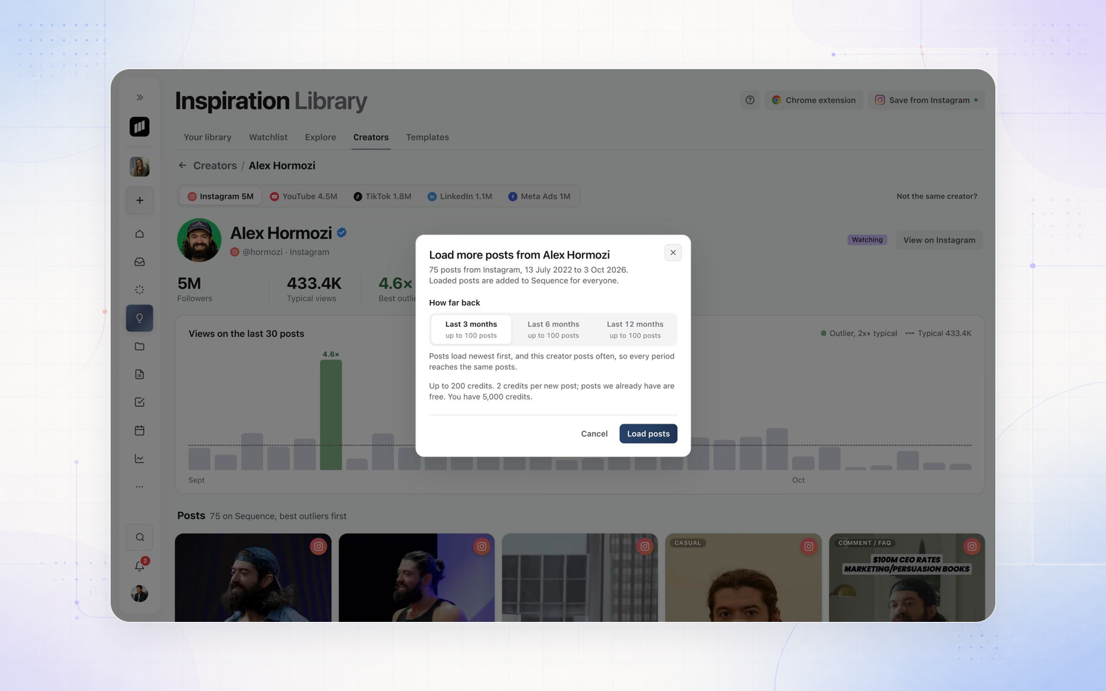 Load more posts from any creator
