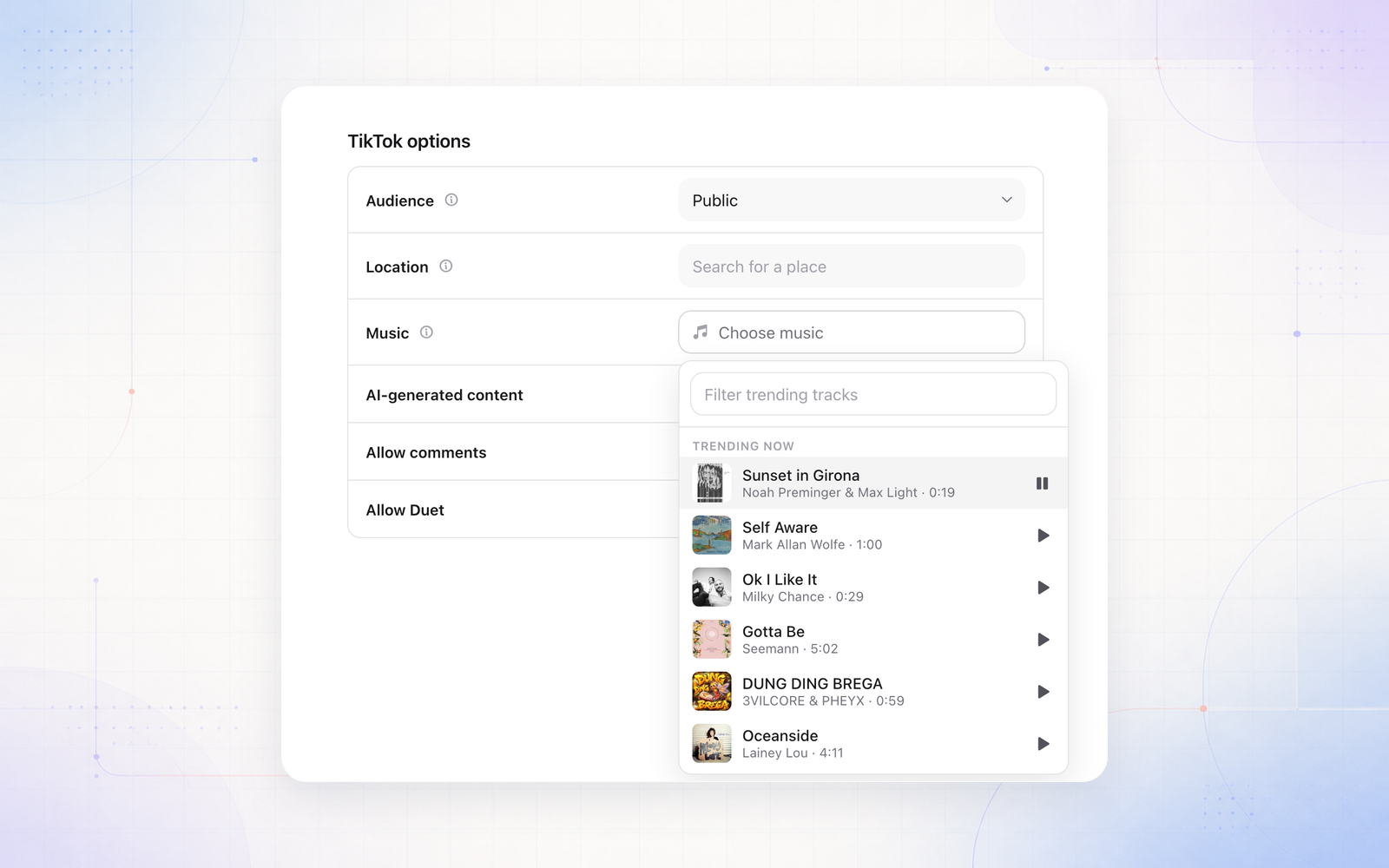 Add trending music to Reels and TikTok posts