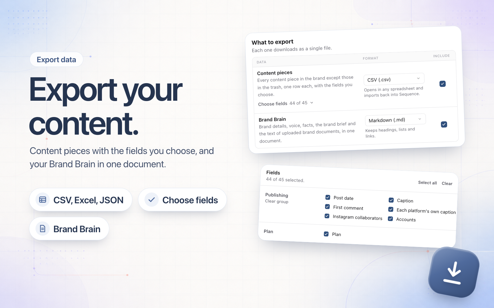 Export your content and Brand Brain